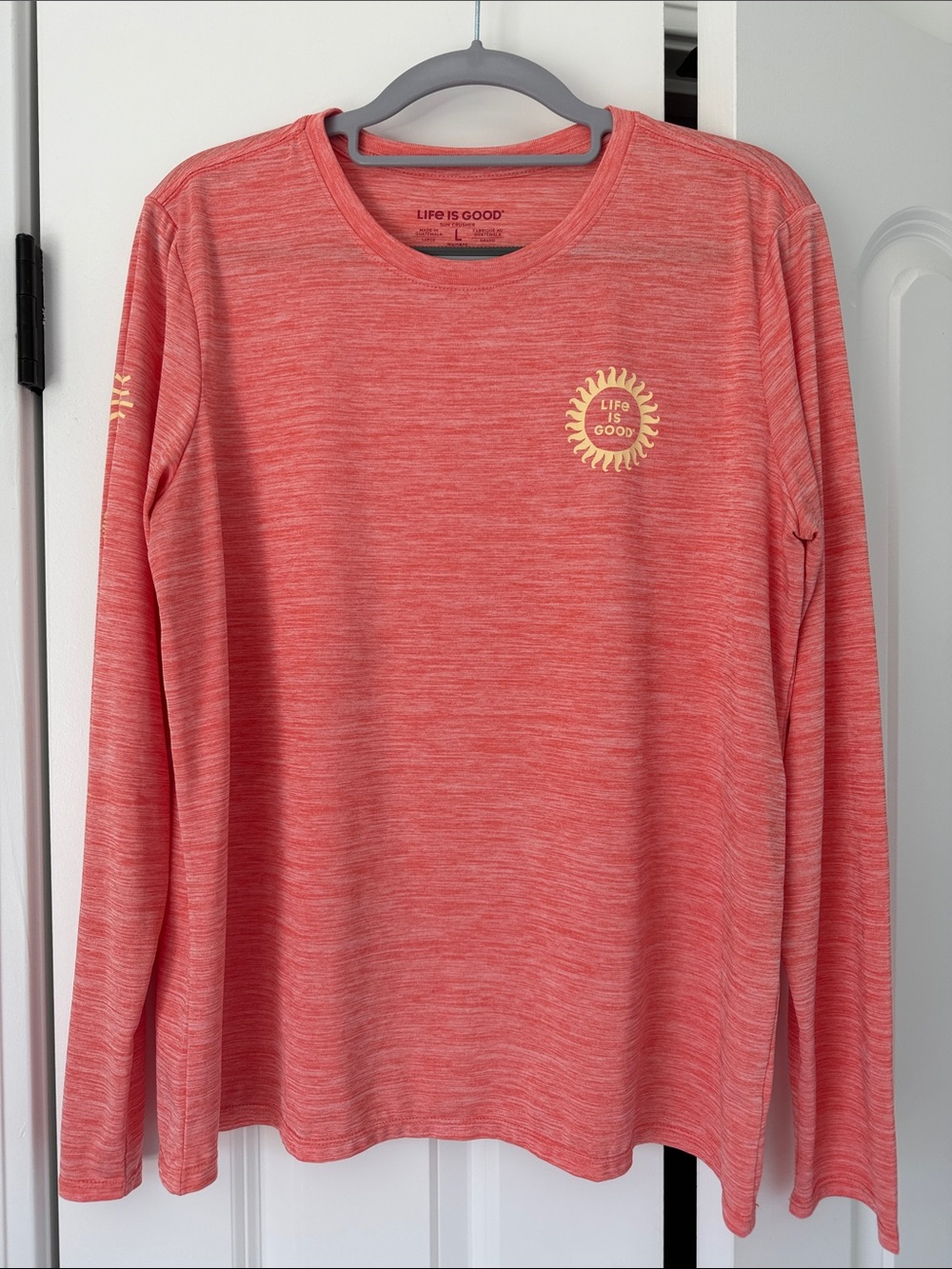 Life Is Good Sun Crusher Long Sleeve Graphic Orange Top- Women L
